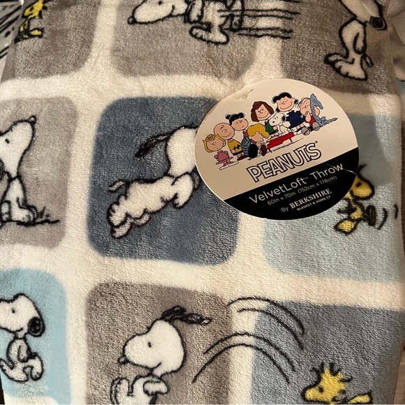 Peanuts Snoopy Blue/Grey Blanket Throw - Picture 3 of 4